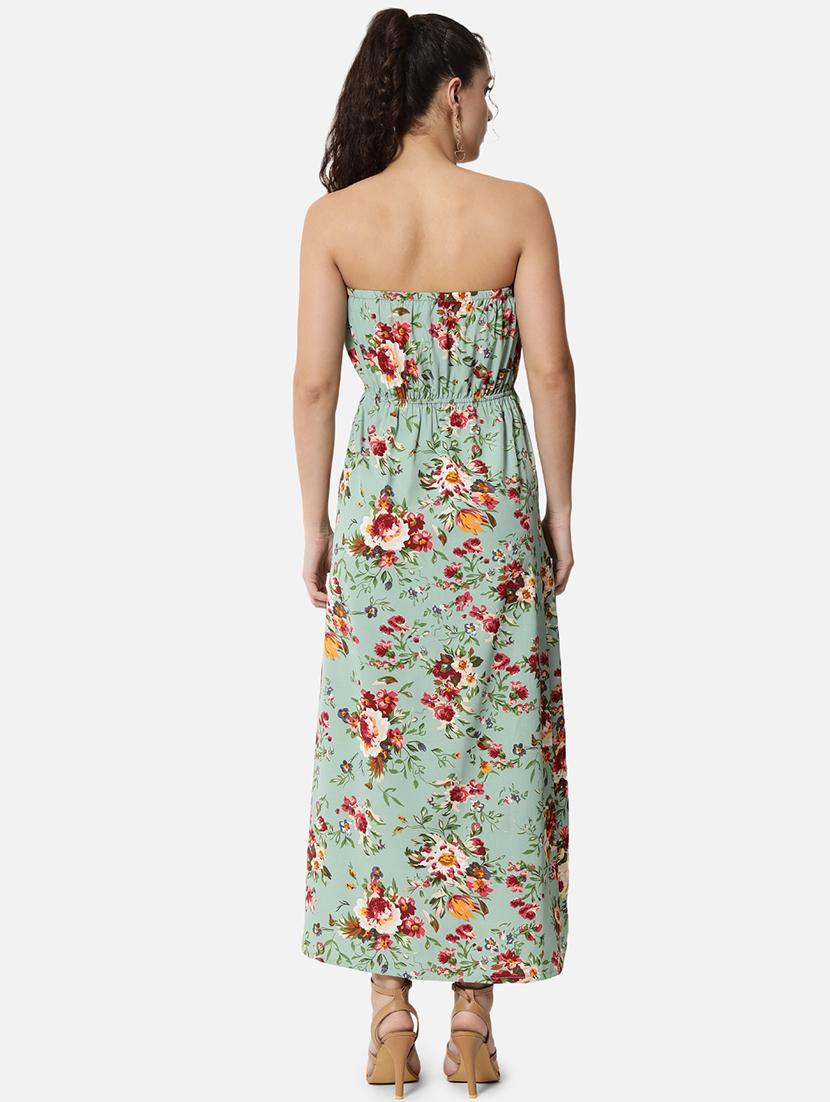 women floral print sleeveless side slit tube dress - 21931427 - Standard Image - 3