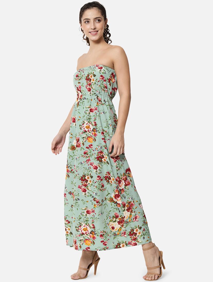 women floral print sleeveless side slit tube dress - 21931427 - Standard Image - 5