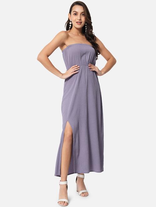 tube solid purple poly crepe midi dress - 21931429 -  Standard Image - 0