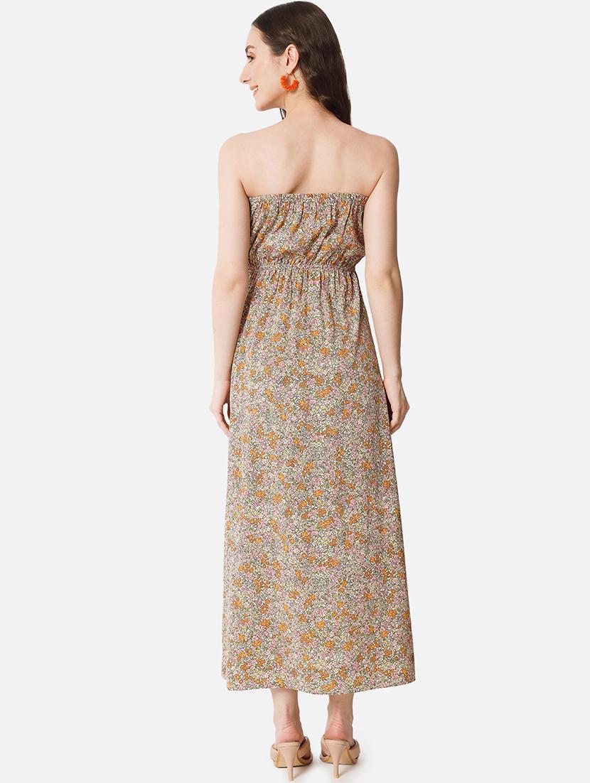 women floral print sleeveless side slit tube dress - 21931432 - Standard Image - 3