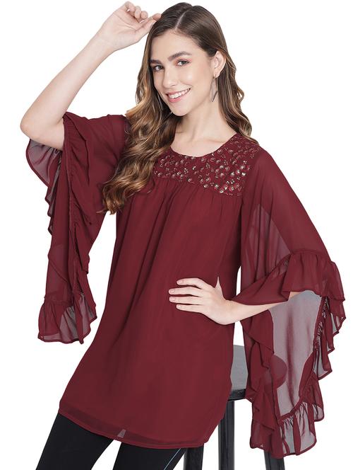 women embellished flared sleeve long top - 21931447 -  Standard Image - 0