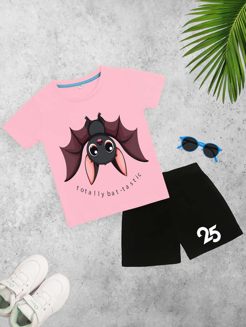 boys printed t-shirt & shorts casual wear set