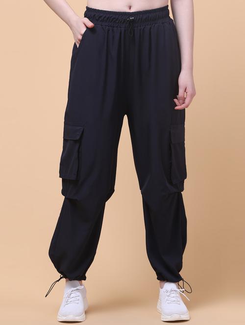 women solid mid rise relaxed fit cargo - 21931499 - Standard Image - 0