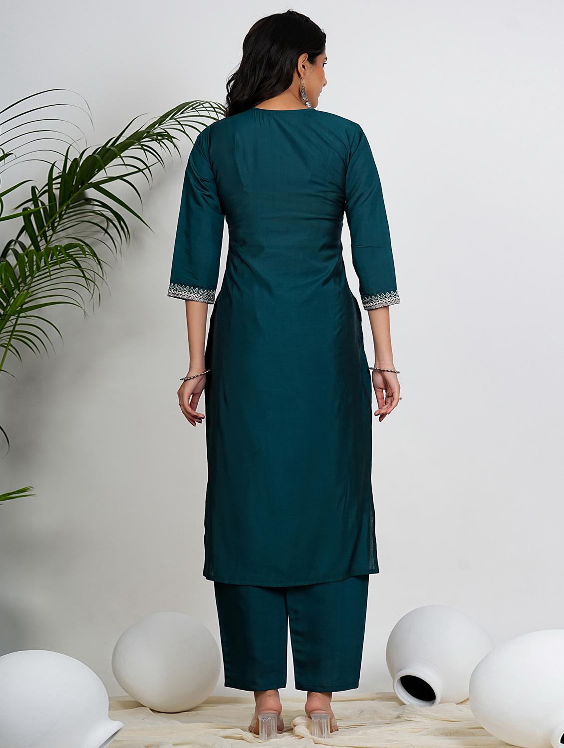 women three quarter sleeve kurta pant with dupatta set - 21931574 - Standard Image - 5