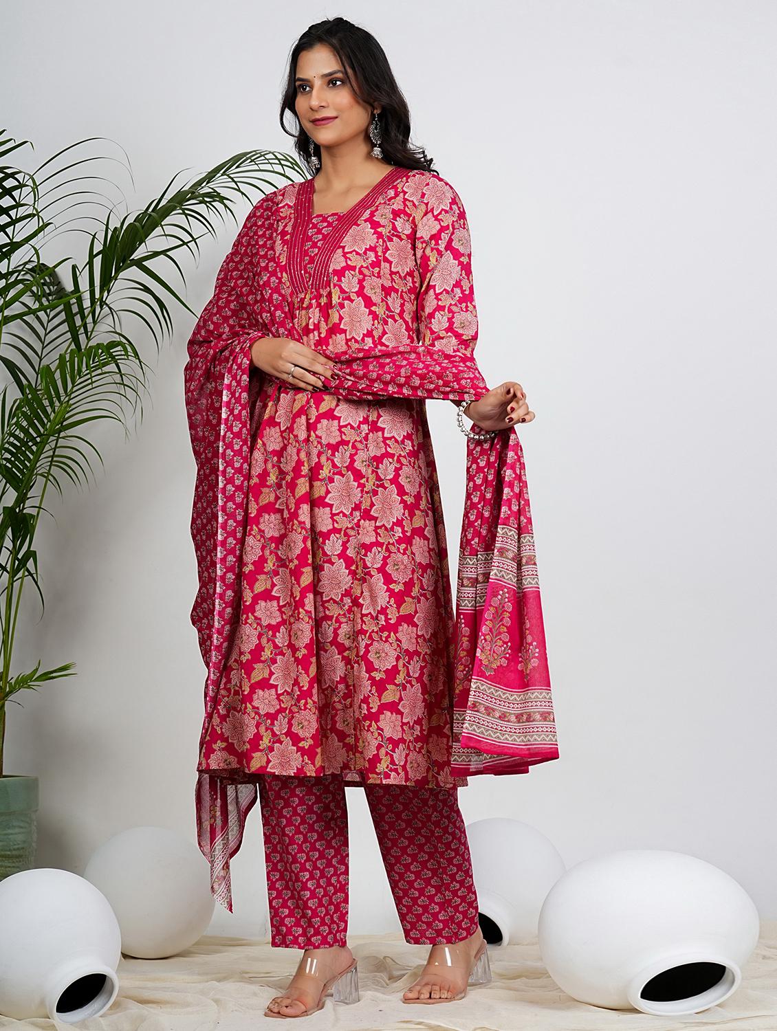 women three quarter sleeve kurta pant with dupatta set - 21931576 - Standard Image - 3