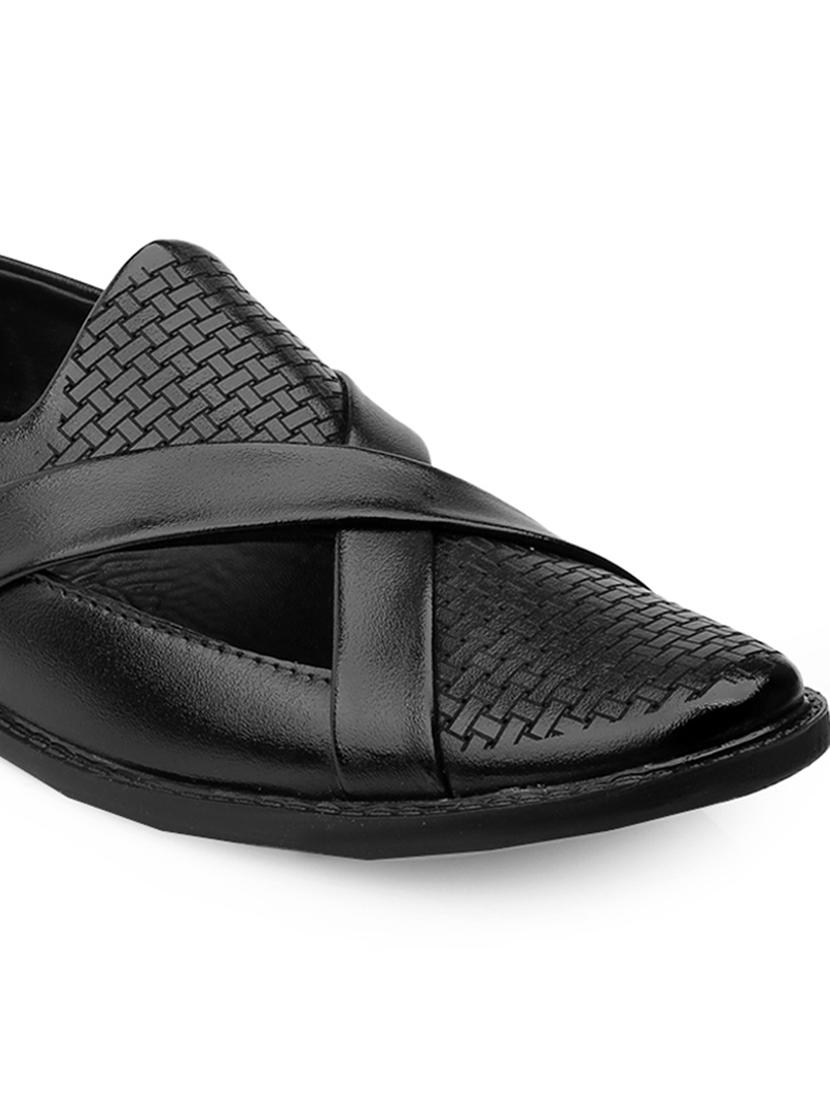 men black slip on mojari - 21931599 - Standard Image - 5