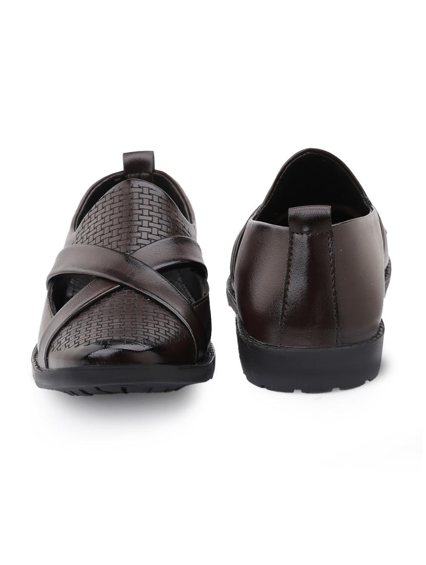 men brown slip on mojari - 21931600 - Standard Image - 3