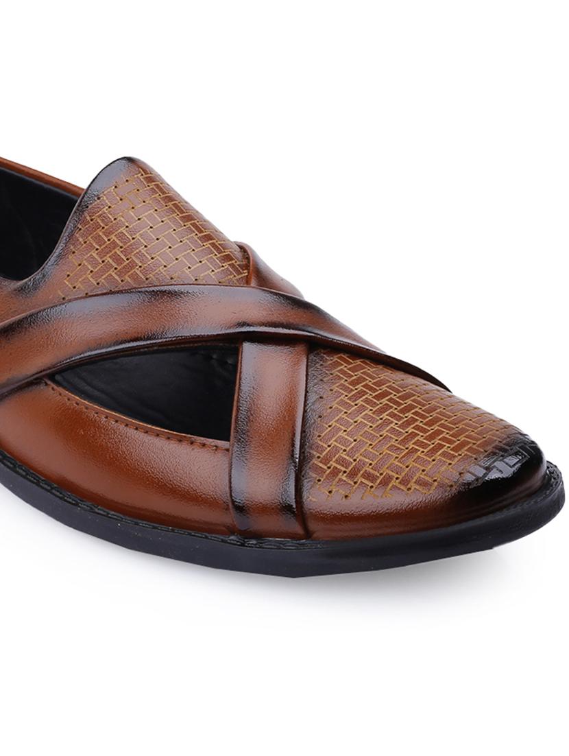 men tan slip on mojari - 21931601 - Standard Image - 5