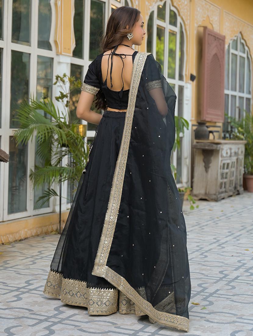women black flared stitched lehenga - 21931949 - Standard Image - 5