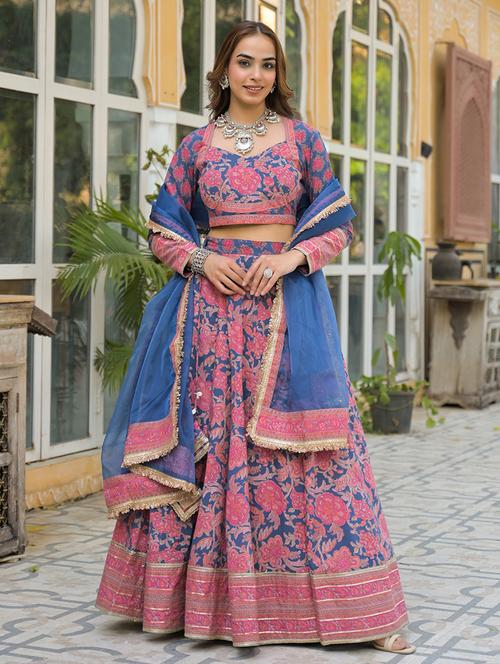 women floral printed flared stitched lehenga - 21931951 - Standard Image - 0