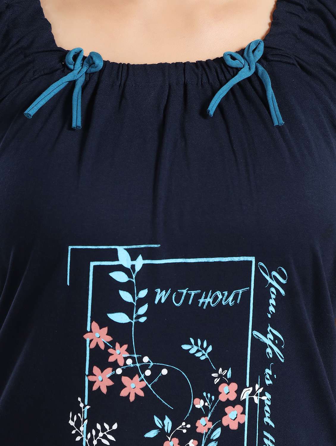 women printed short sleeves nighty - 21931955 -  Standard Image - 3