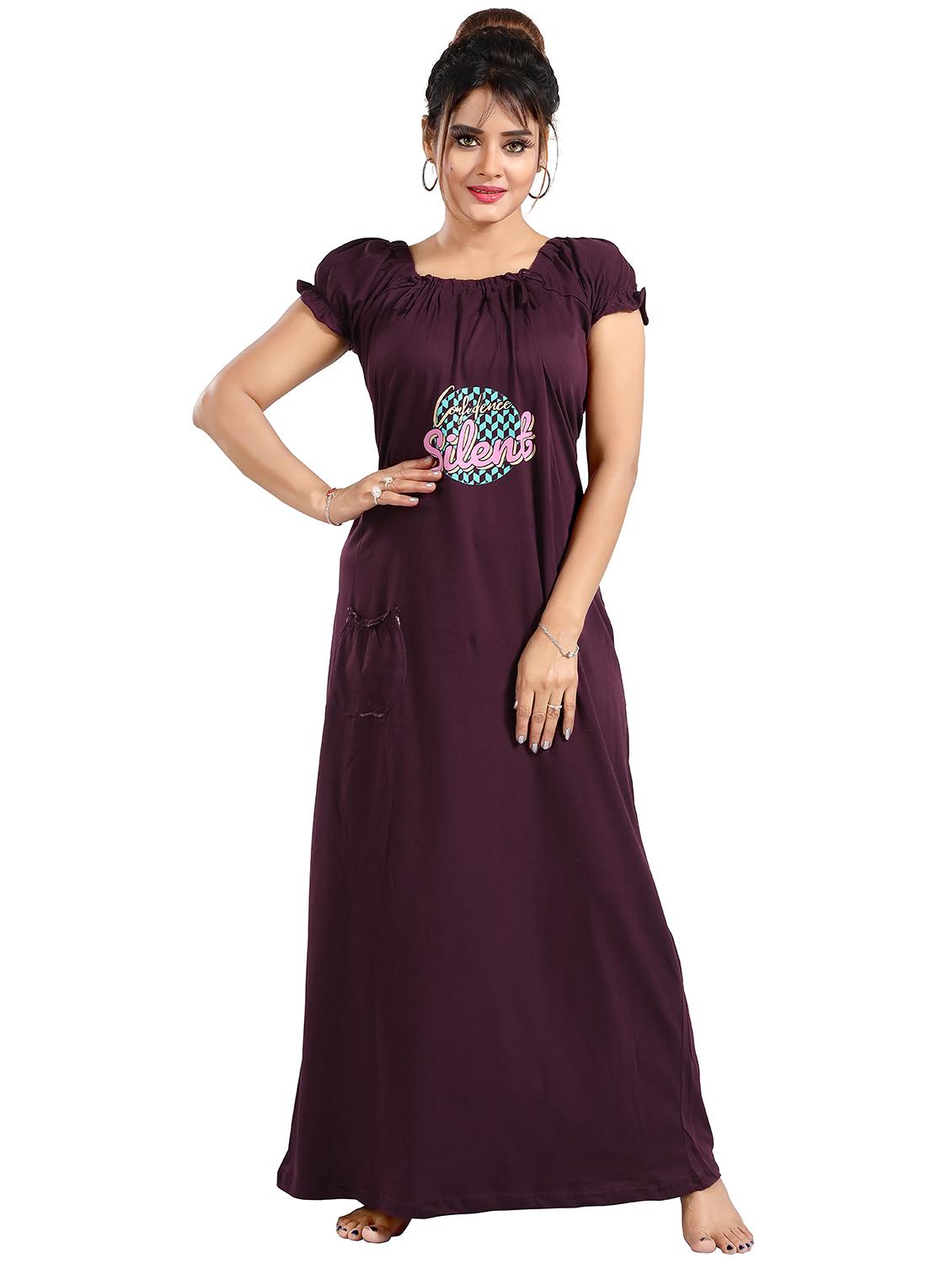 women printed short sleeves nighty