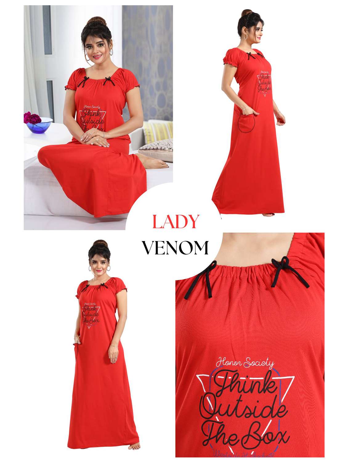 women printed short sleeves nighty - 21931957 -  Standard Image - 5