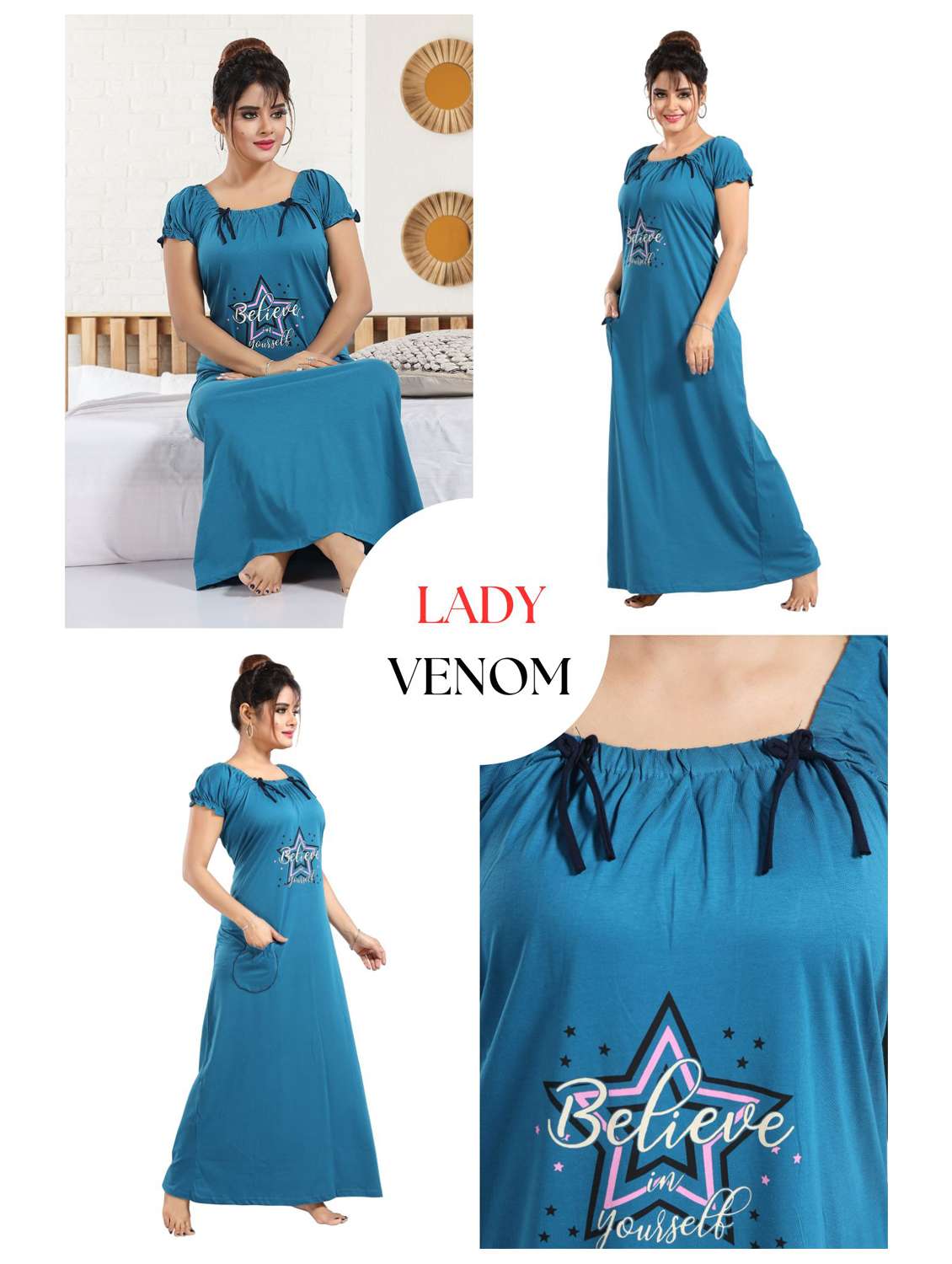 women printed short sleeves nighty - 21931958 -  Standard Image - 5