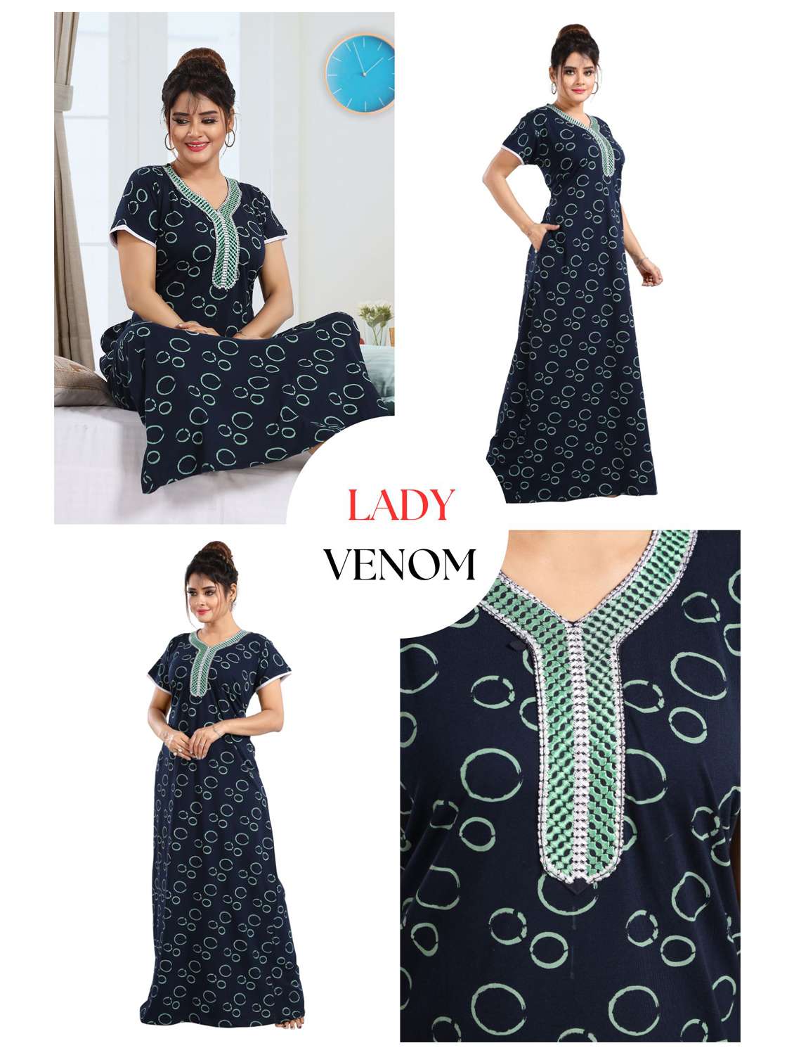 women printed short sleeves nighty - 21931964 -  Standard Image - 5