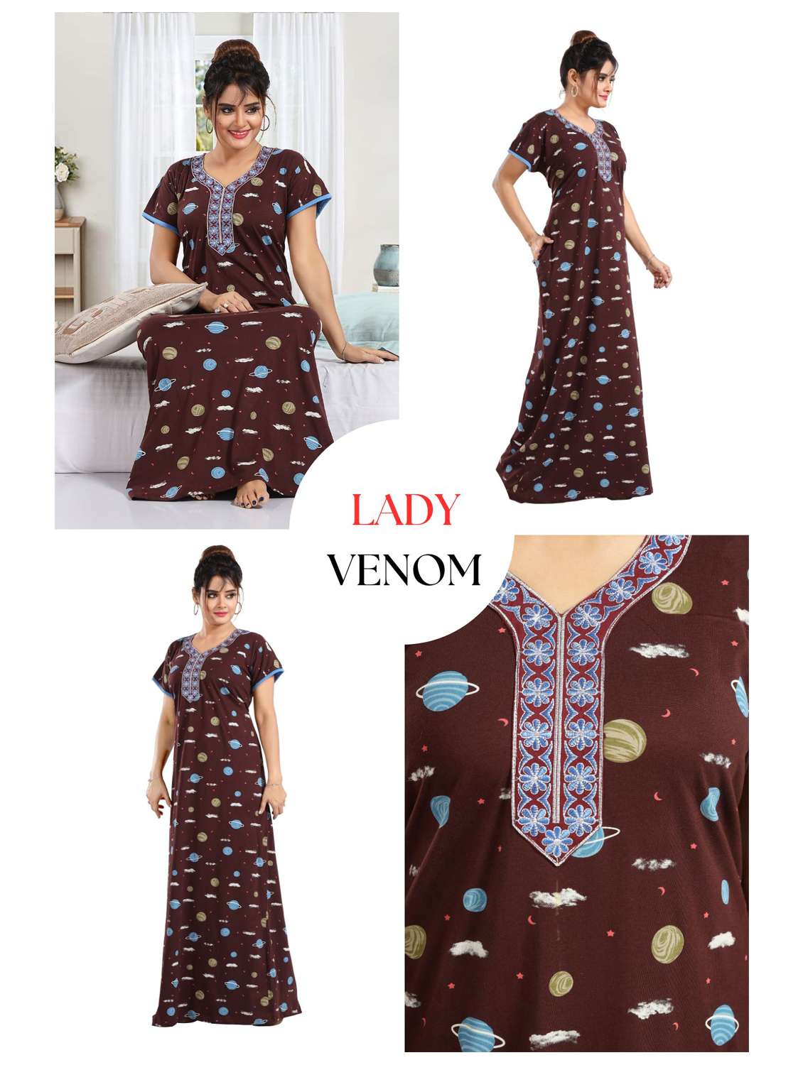 women printed short sleeves nighty - 21931965 -  Standard Image - 5