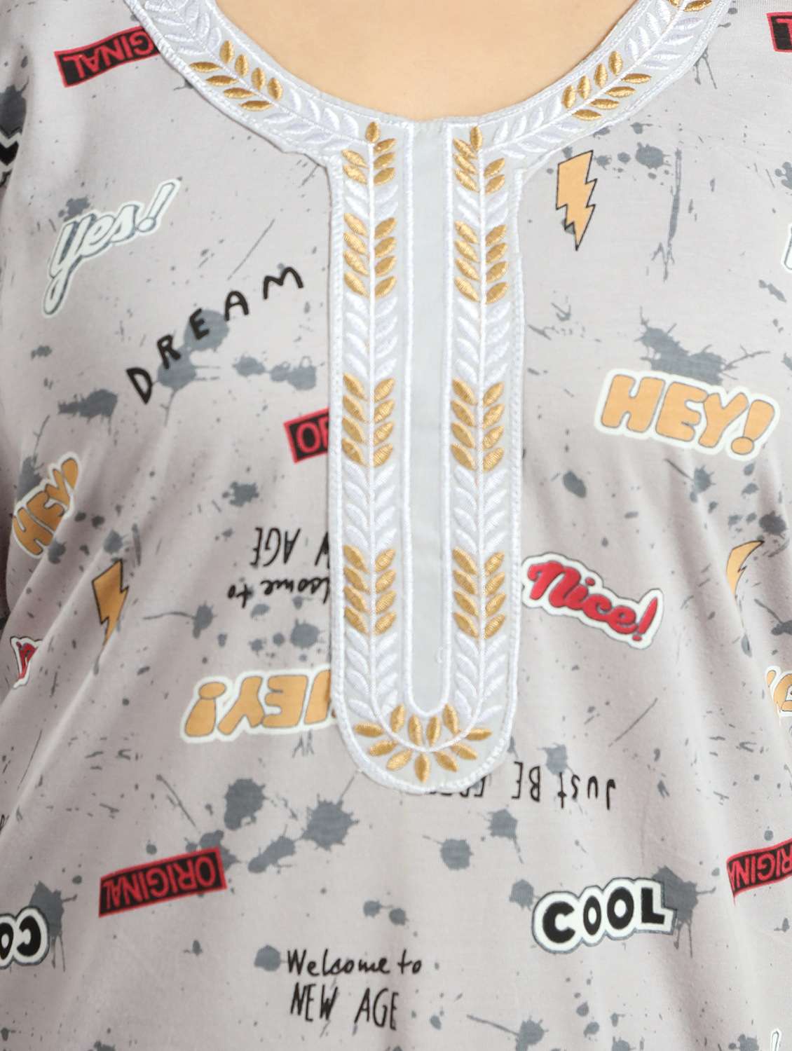 women printed short sleeves nighty - 21931966 -  Standard Image - 3