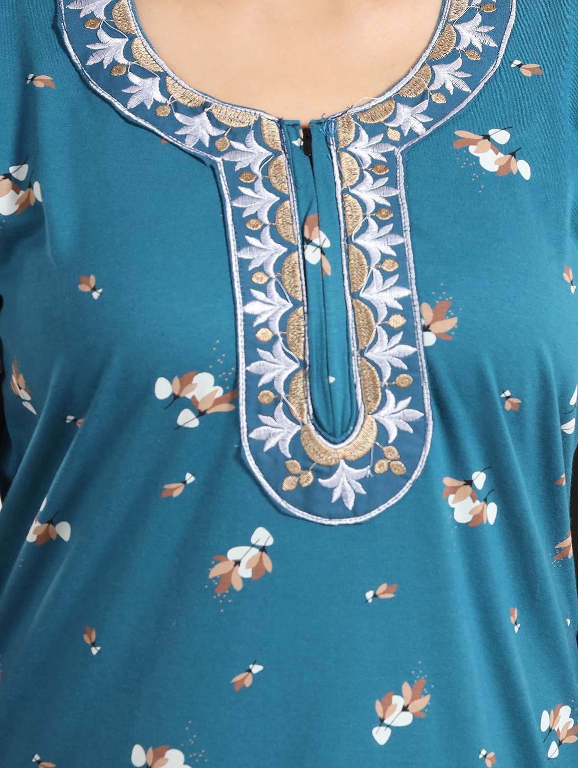 women printed short sleeves nighty - 21931967 -  Standard Image - 3