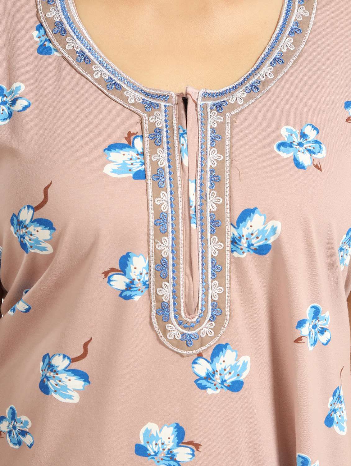 women floral printed short sleeves nighty - 21931970 -  Standard Image - 3