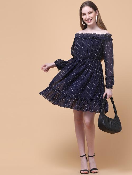 women polka doted off shoulder tiered - 21931979 - Standard Image - 0