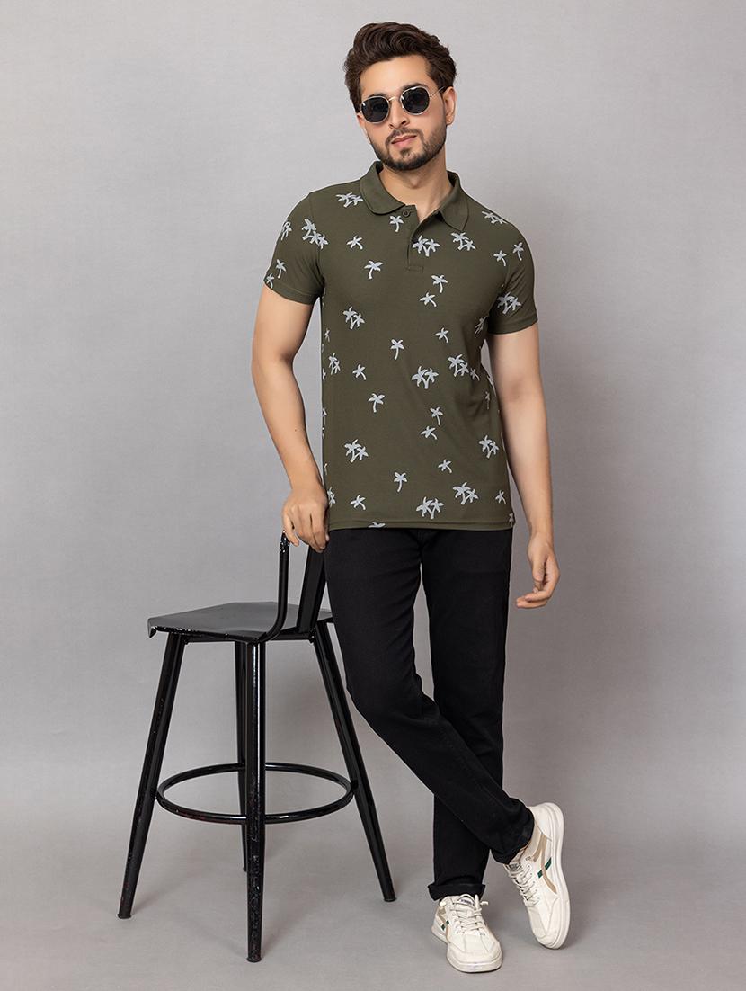 men printed short sleeves regular fit polo t-shirt