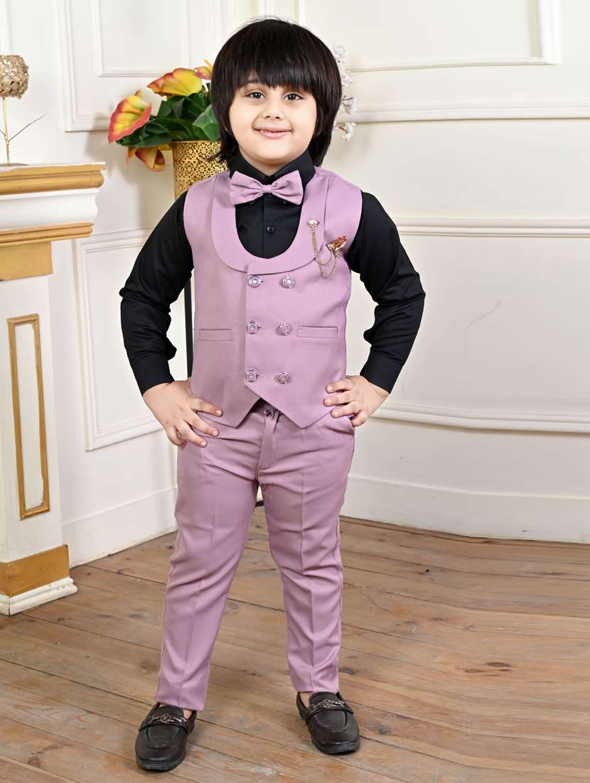 boys solid long sleeve two piece suit set - 21932024 - Zoom Image - 0