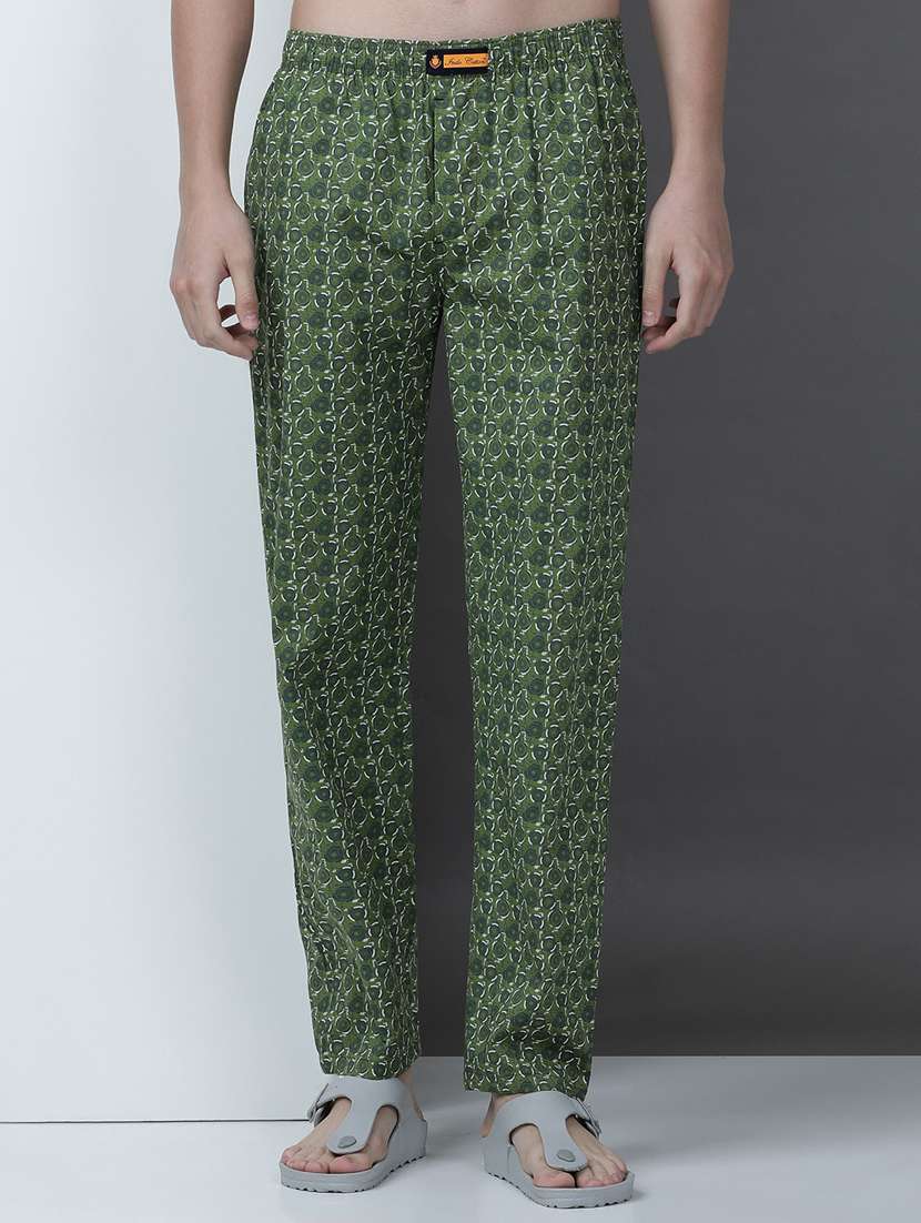 men printed mid rise full length pyjama