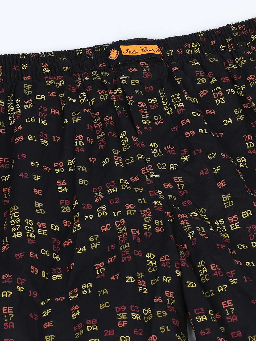 men black printed mid rise loungewear boxer - 21932062 -  Standard Image - 3
