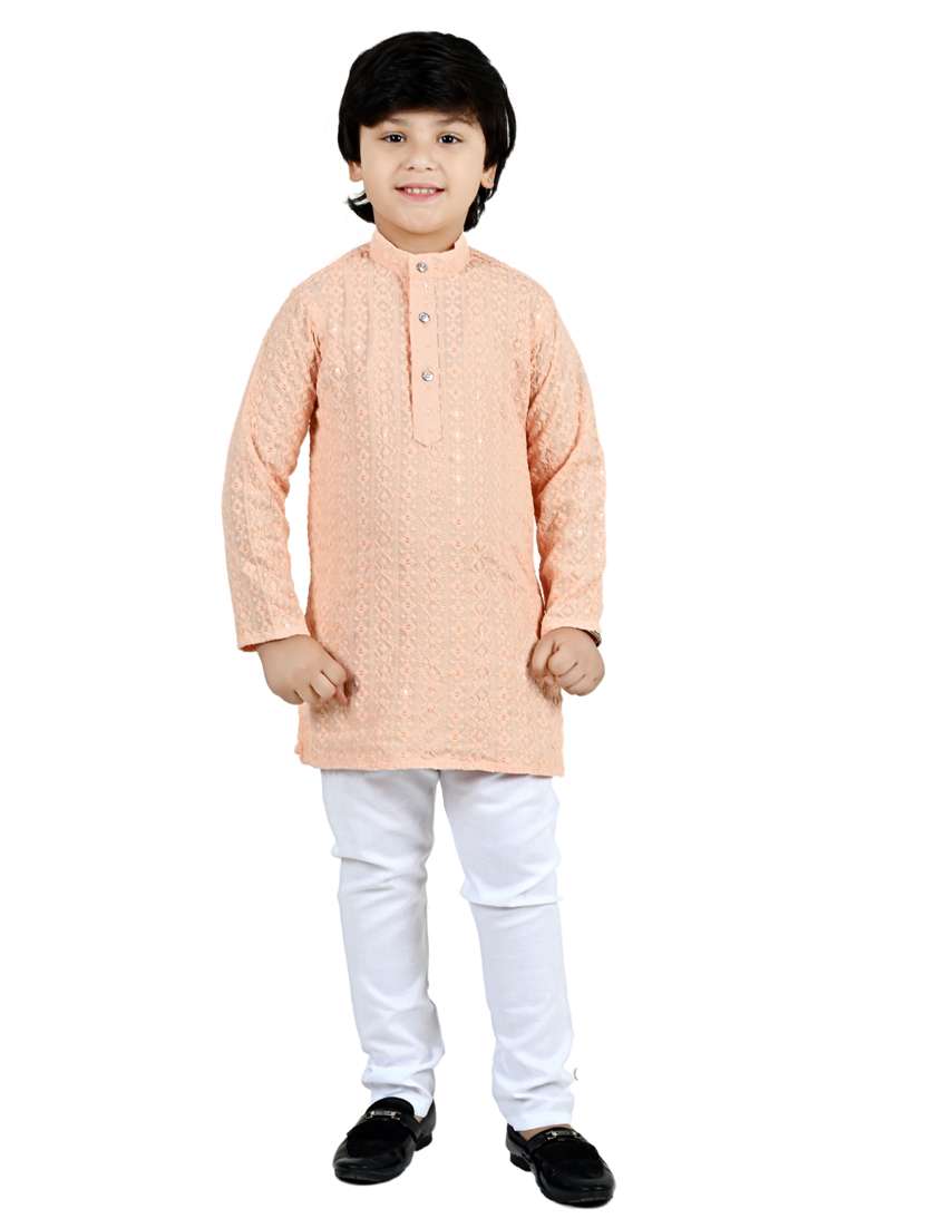 boys embroidered long sleeve kurta payjama set
