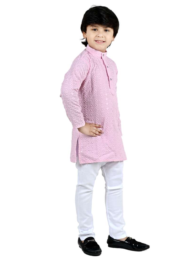 boys embroidered long sleeve kurta payjama set - 21932065 -  Standard Image - 3