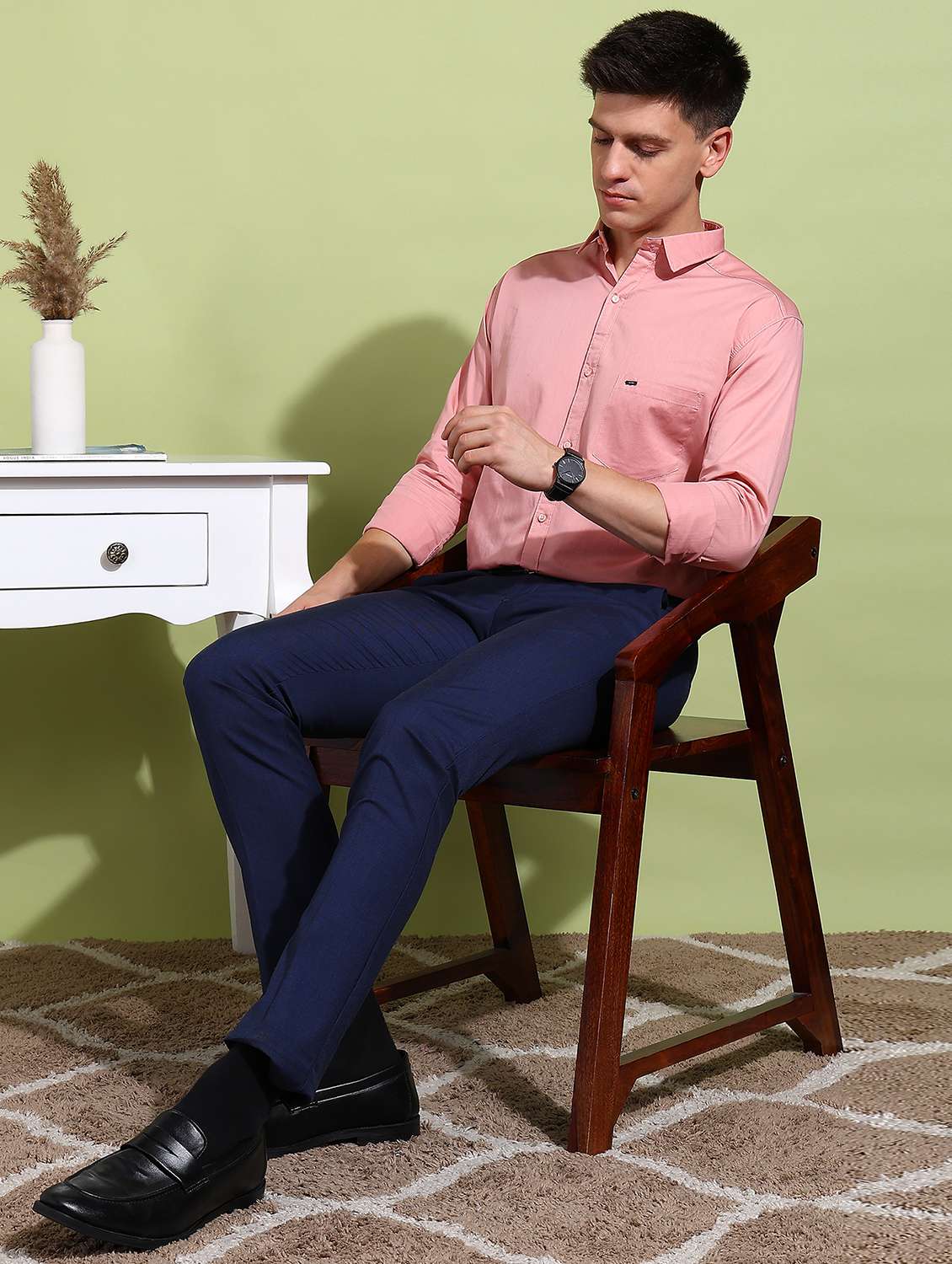 men solid collared long sleeves shirt - 21932072 -  Standard Image - 5