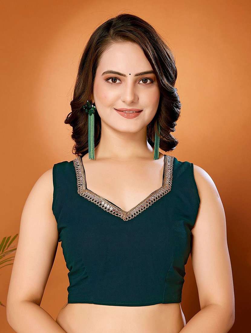 women teal embellished saree with blouse - 21932107 -  Standard Image - 3