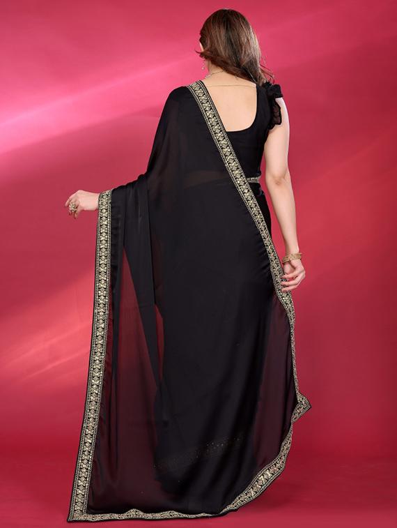 women solid with bordered saree with blouse - 21932137 - Standard Image - 3