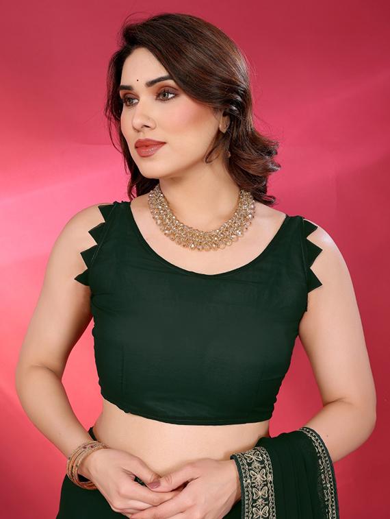 women solid with bordered saree with blouse - 21932139 - Standard Image - 5
