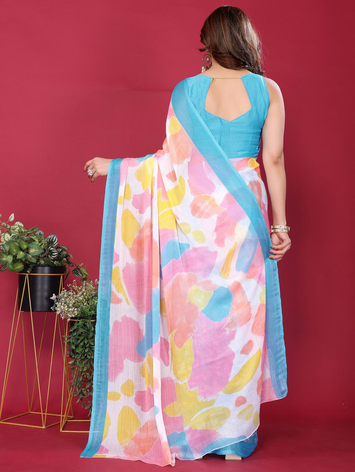 women printed half & half saree with blouse - 21932141 - Standard Image - 3