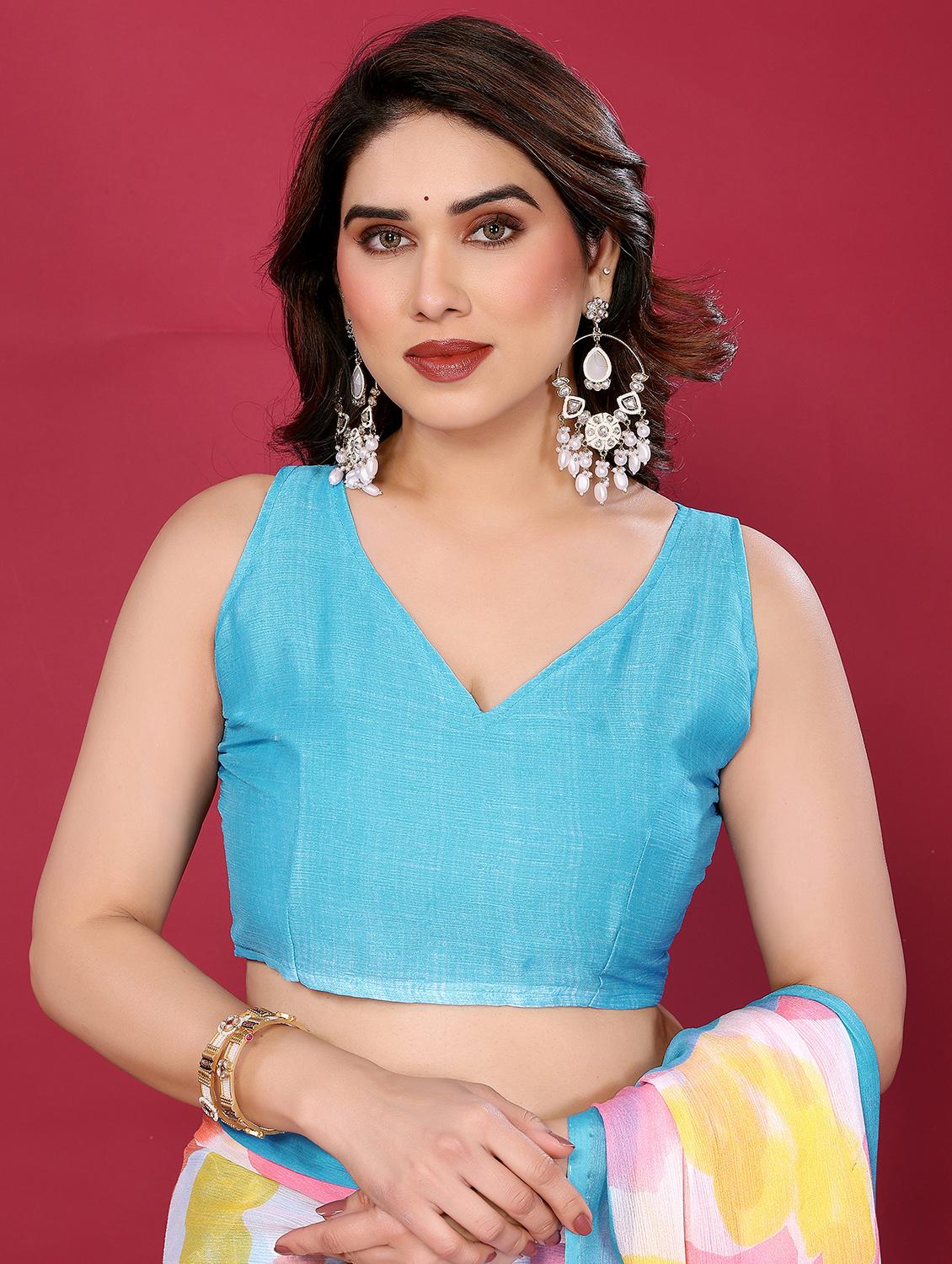 women printed half & half saree with blouse - 21932141 - Standard Image - 5