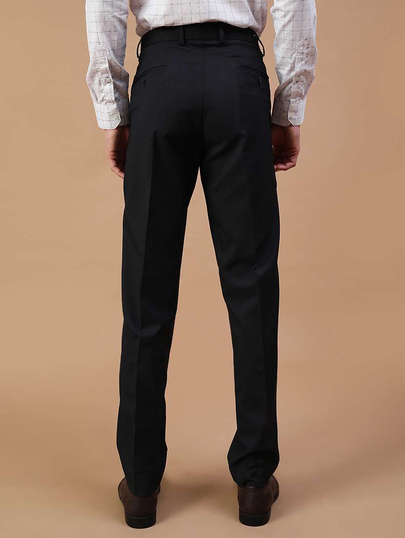 men solid mid rise flat front formal trouser - 21932210 -  Standard Image - 3