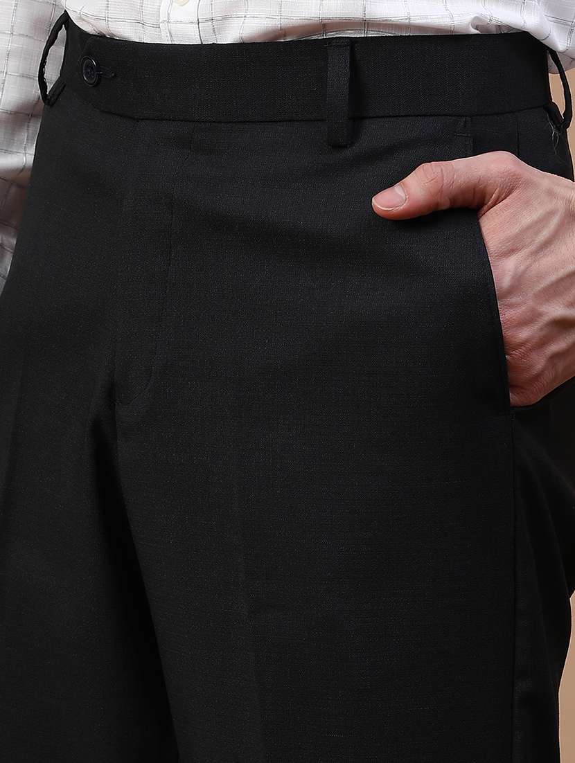 men solid mid rise flat front formal trouser - 21932210 -  Standard Image - 5