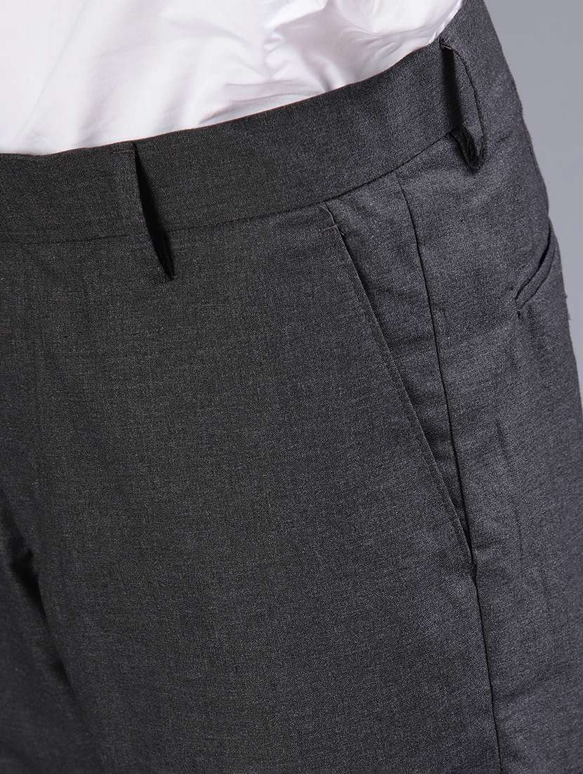 men solid mid rise flat front formal trouser - 21932211 -  Standard Image - 5