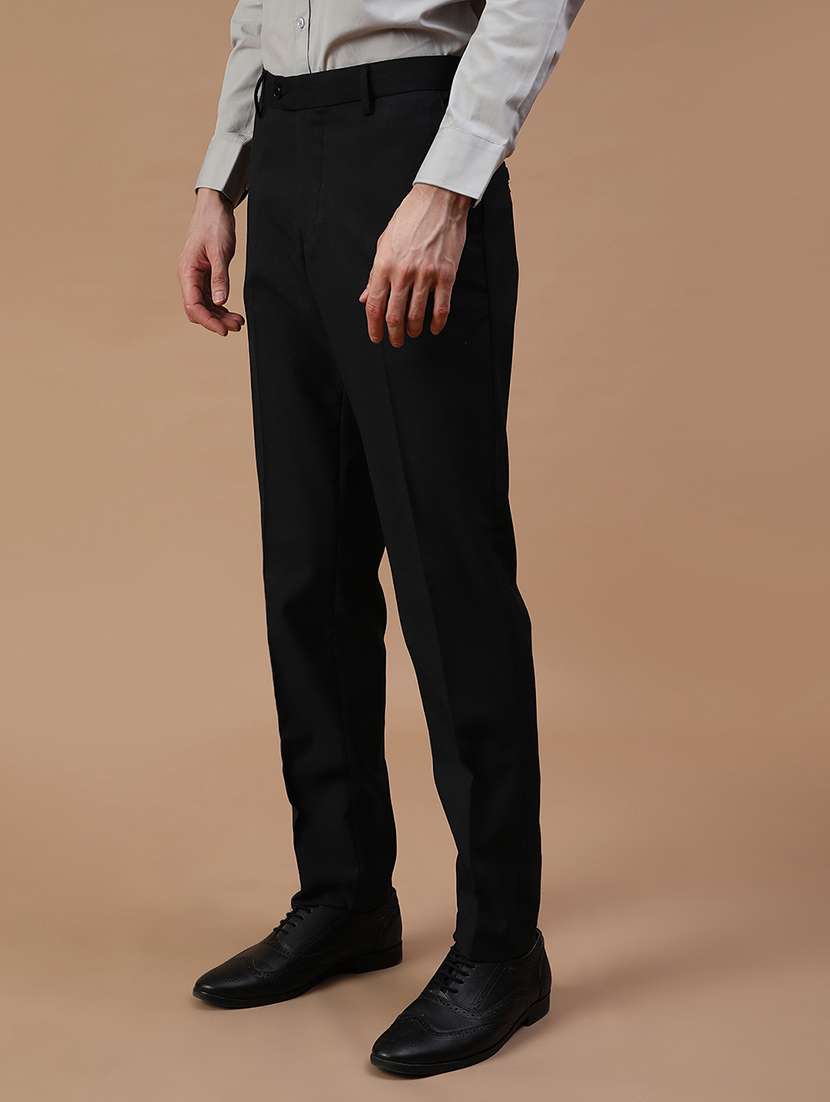 men solid mid rise flat front formal trouser - 21932212 -  Standard Image - 3