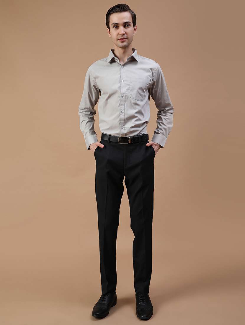 men solid mid rise flat front formal trouser - 21932212 -  Standard Image - 5