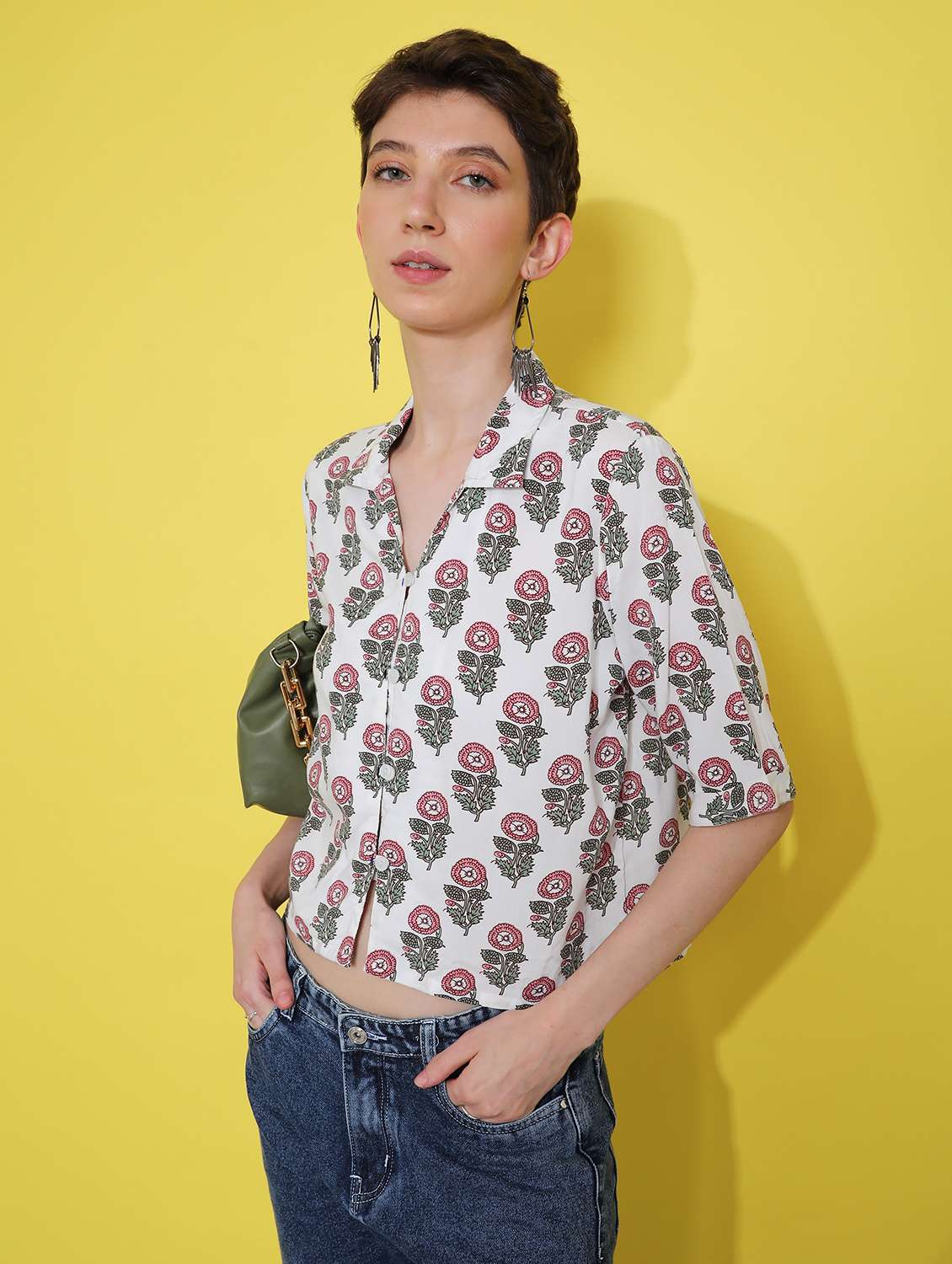 women printed collared shirt style top - 21932268 -  Zoom Image - 0