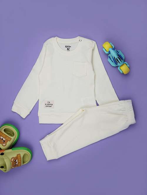 boys solid long sleeve full length co-ords set - 21932371 - Standard Image - 0
