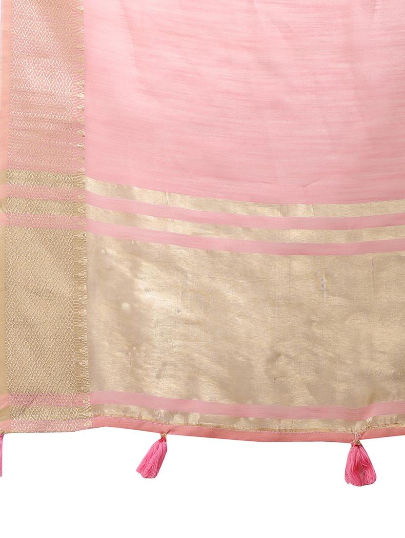 women solid with bordered ready to wear saree with blouse - 21932438 - Standard Image - 5