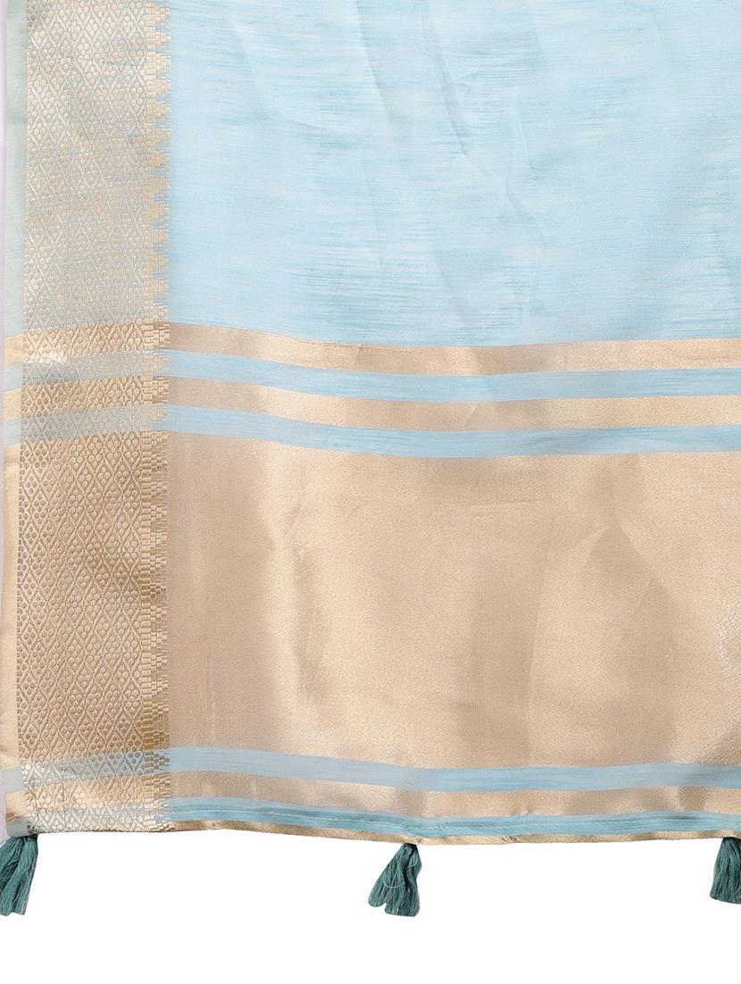 women solid with bordered ready to wear saree with blouse - 21932440 - Standard Image - 5