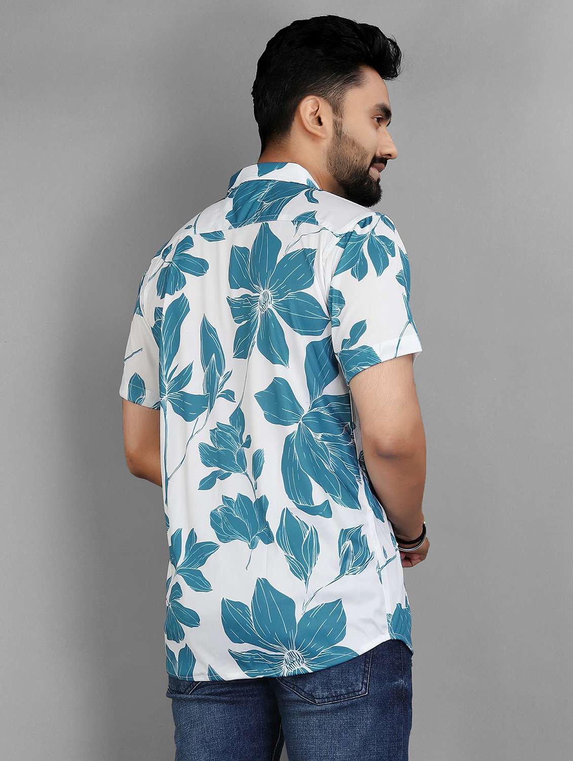 men floral short sleeve regular fit casual shirt - 21932454 -  Standard Image - 3
