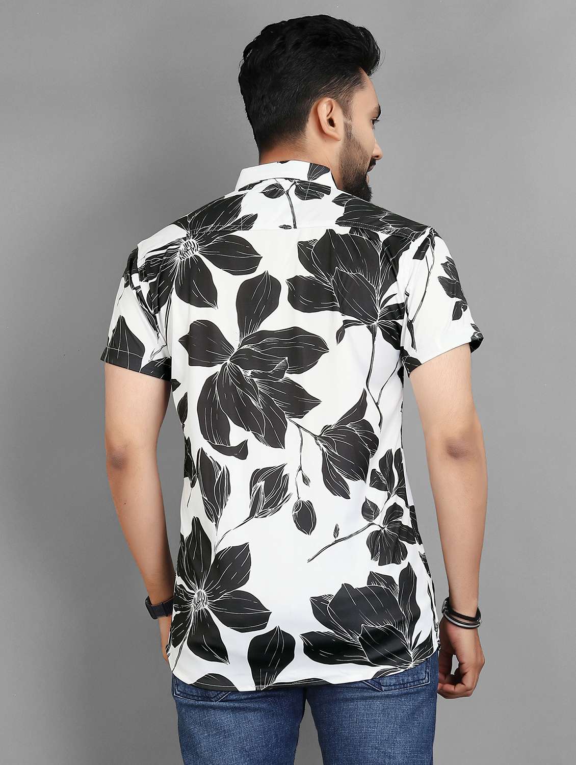 men floral short sleeve regular fit casual shirt - 21932455 -  Standard Image - 3