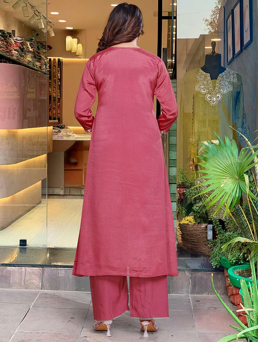 women three quarter sleeve kurta palazzo with dupatta set - 21932483 - Standard Image - 5