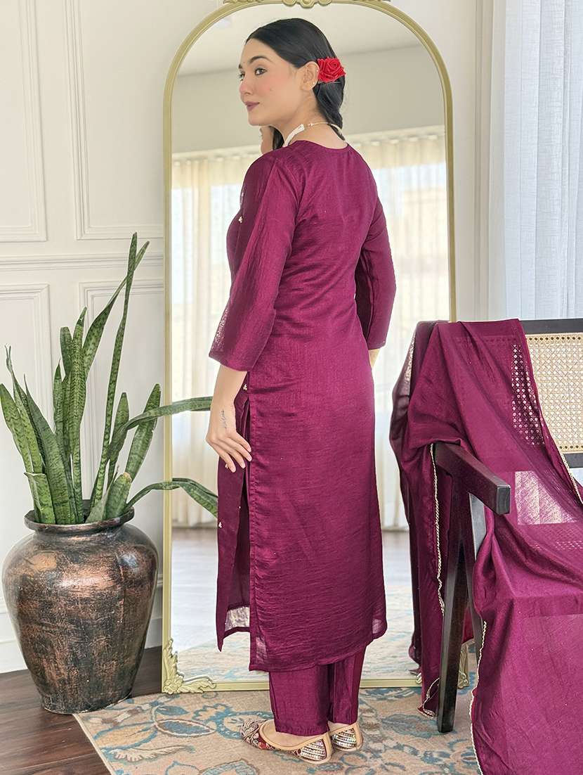 women three quarter sleeve kurta pant with dupatta set - 21932491 - Standard Image - 5