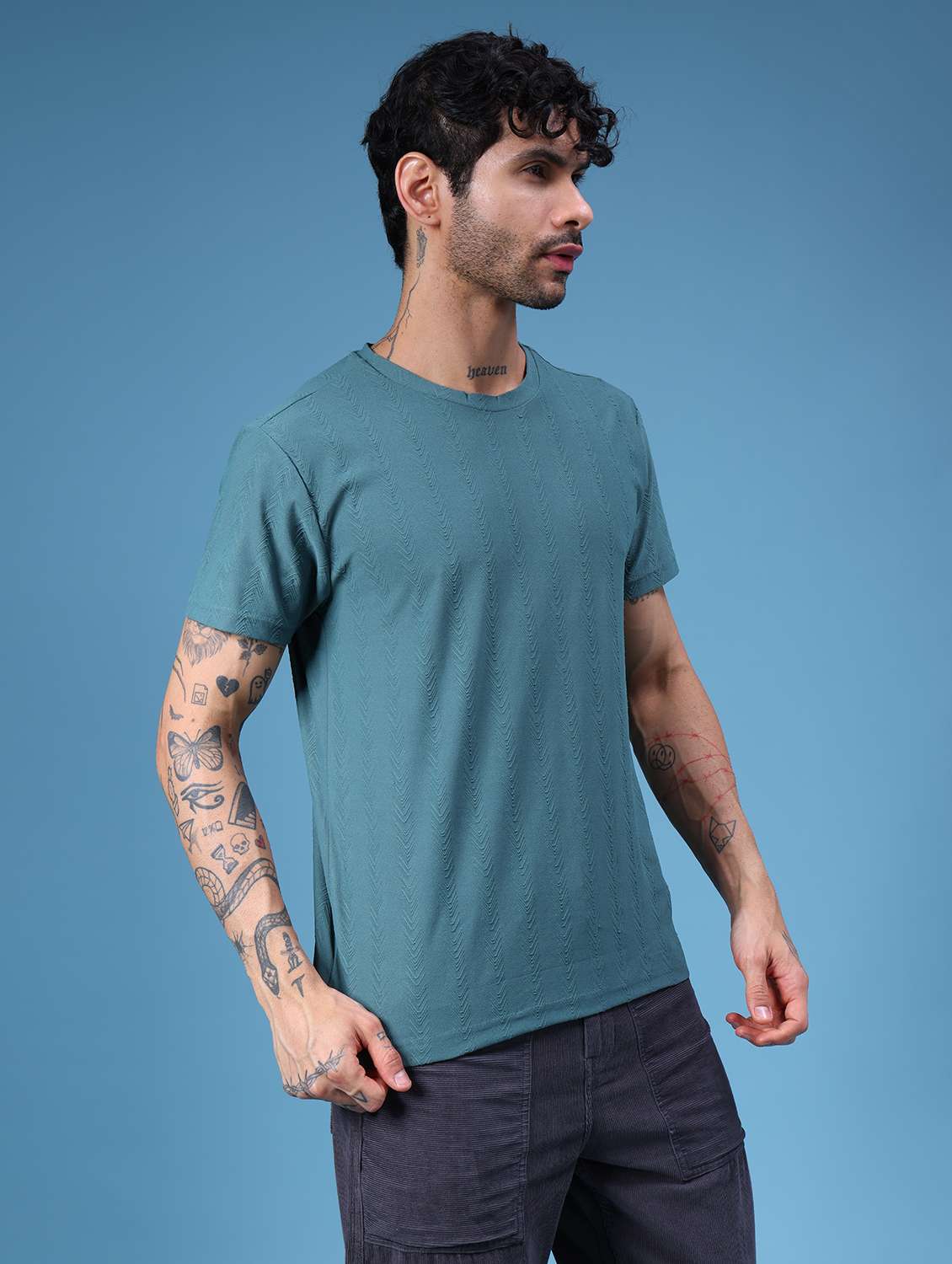 green jacquard tshirt - 21932528 - Standard Image - 3